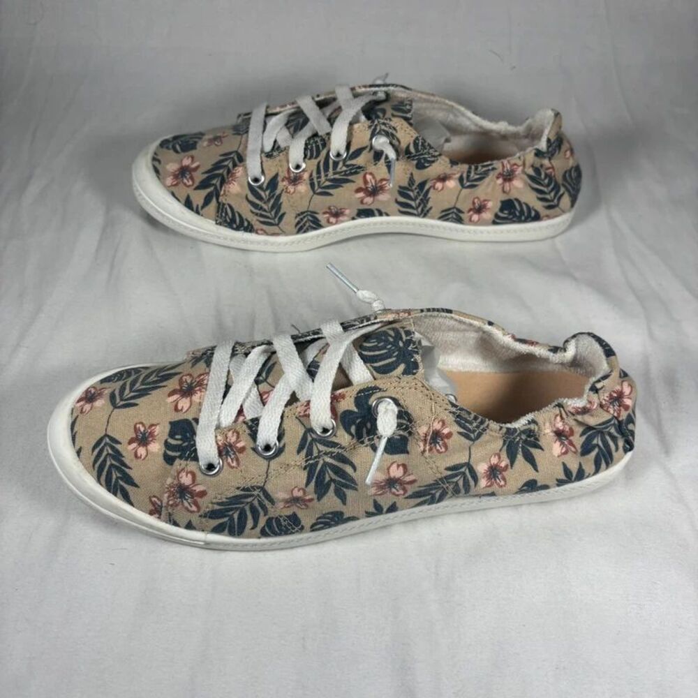 Time and Tru Floral Print Sneakers Size 10 | Memory Foam Canvas Shoes